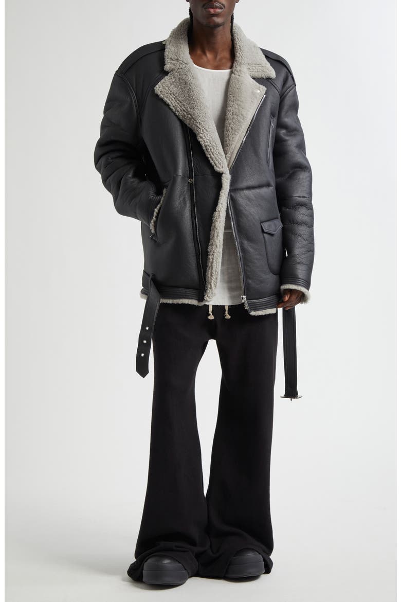 Rick Owens Jumbo Luke Stooges Leather & Genuine Shearling Jacket
