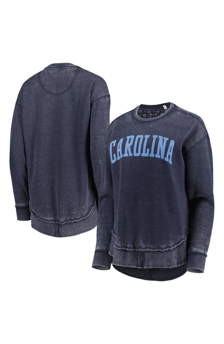 PRESSBOX Women's Pressbox Navy North Carolina Tar Heels Vintage Wash Pullover Sweatshirt, Main, color,