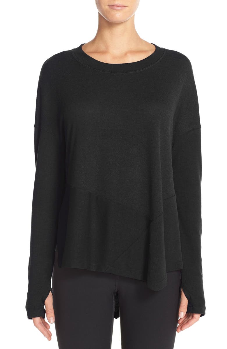 Alo 'Lean To' Asymmetrical Fleece Pullover, Main, color, 