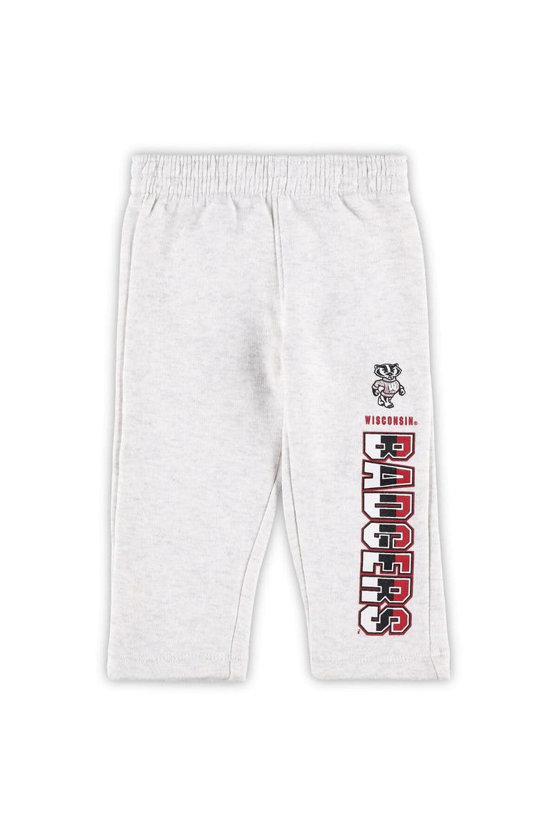 Infant Heather Gray/Red Wisconsin Badgers Playmaker Pullover Hoodie & Pants Set, Alternate, color, Heather Gray