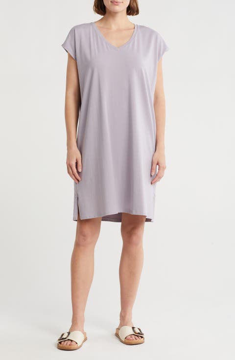 V-Neck Stretch Cotton Dress