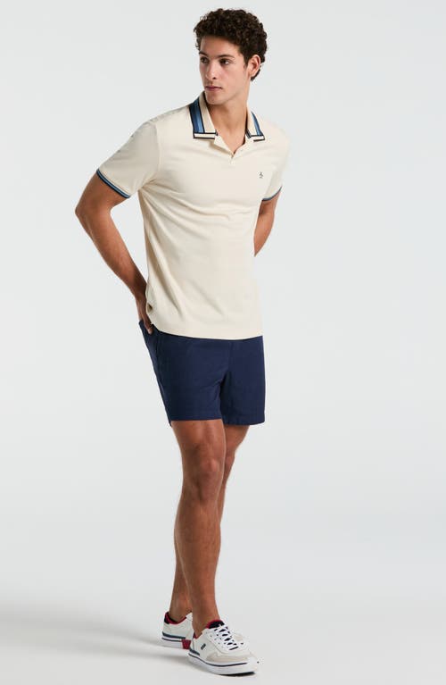 Original Penguin Tipped Cotton Interlock Polo In Neutral