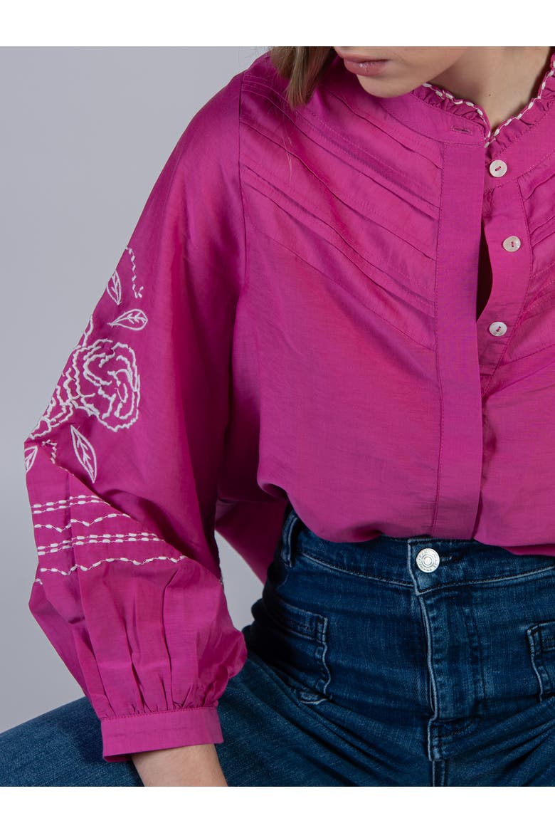 Camellia Silk Cotton Blouse, Alternate, color, Rosehip