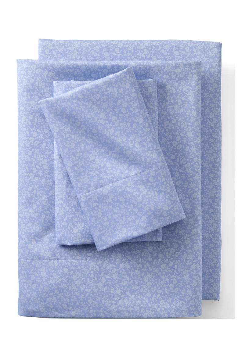 Supima Cotton No Iron Sateen Printed Pillowcases - 400 Thread Count, Main, color, Sea Blue Blossom Floral