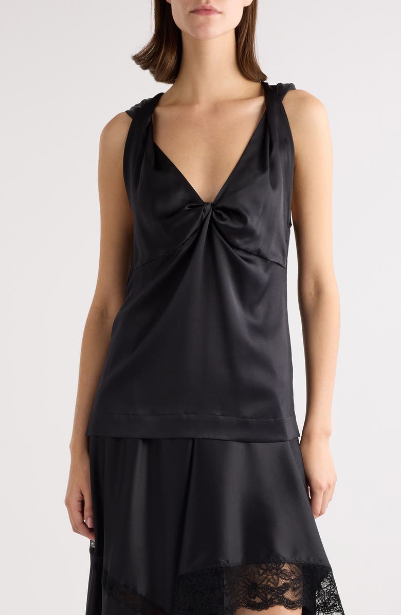 Dries Van Noten Twist Detail Stretch Silk Top, Main, color, Black