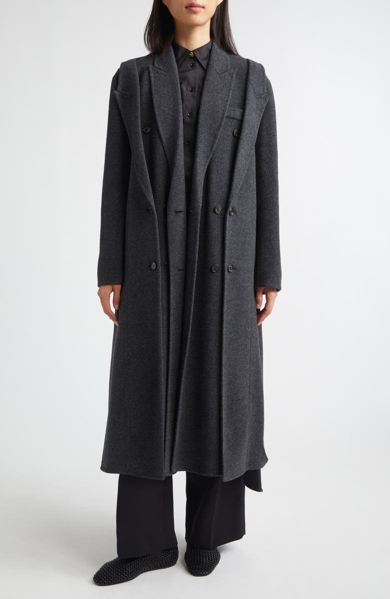 EENK Layered Effect Wool & Cashmere Longline Coat, Alternate, color, Charcoal Wool
