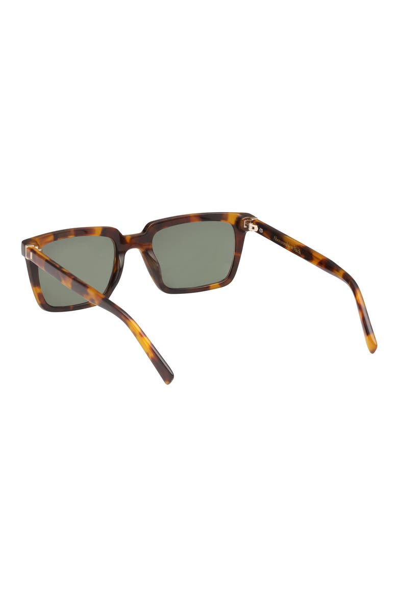 52mm Rectangular Sunglasses, Alternate, color, DARK HAVANA / GREEN LENS