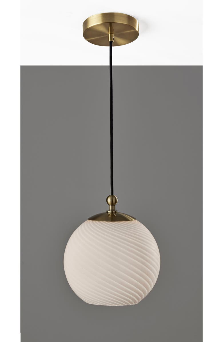 ADESSO LIGHTING Swirl Antiqued Brass Pendant Light, Alternate, color, Antique Brass