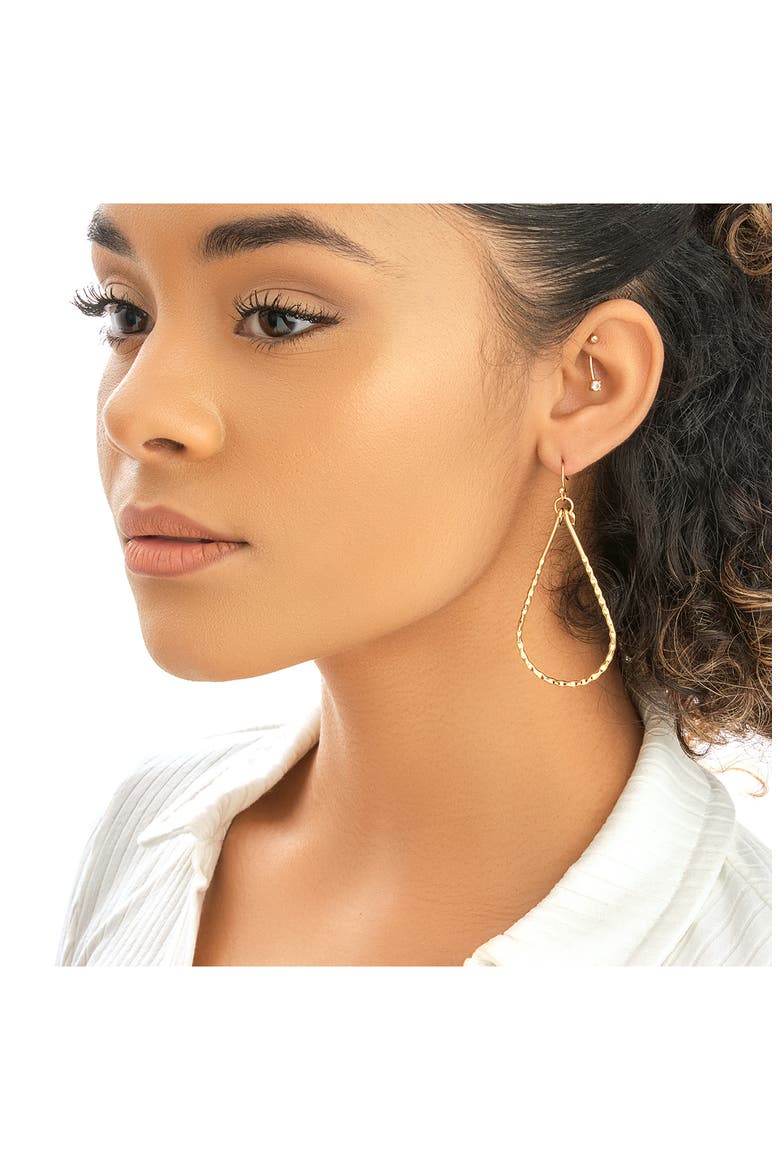 Hammered Teardrop Earrings, Alternate, color, GOLD