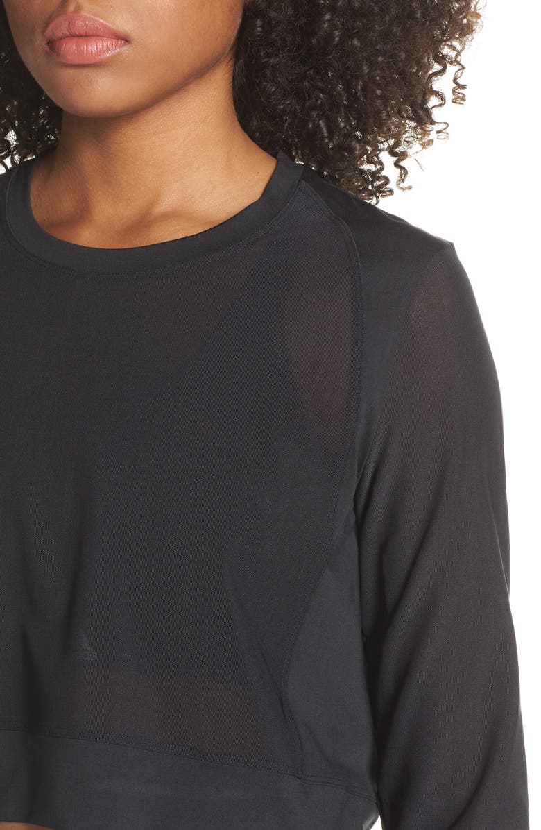 adidas Badge of Sport Mesh Crop Training Top, Alternate, color, 