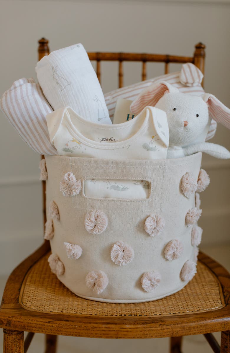 Pehr Pompom Canvas Basket Pint, Alternate, color, Pink