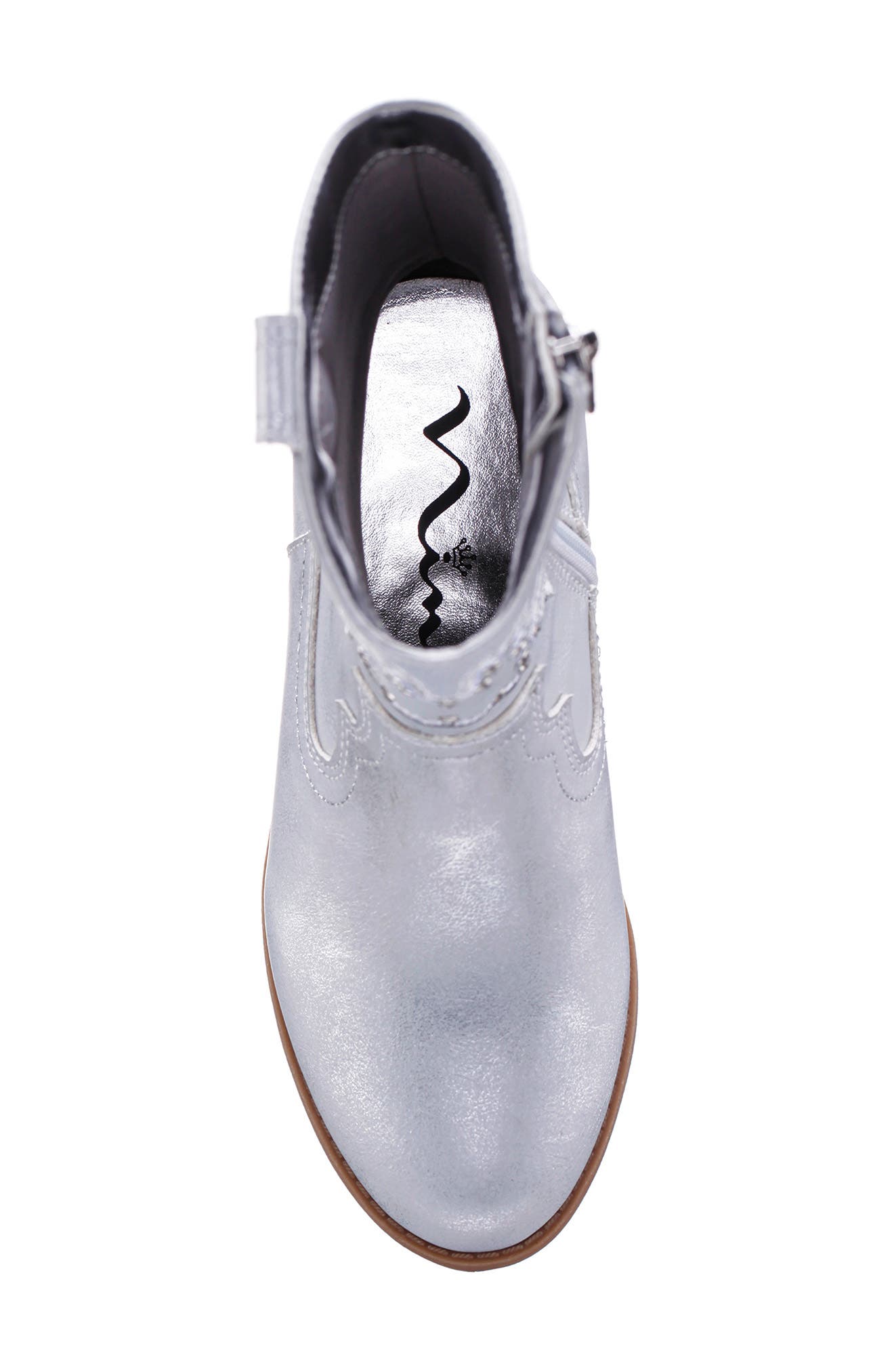Nina Kids' Fillan Western Boot, Alternate, color, Silver Metallic