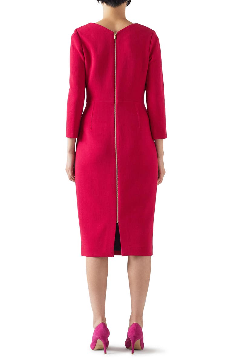 LK Bennett Alexis Dart Detail Bracelet Sleeve Wool Crepe Sheath Dress, Alternate, color, 