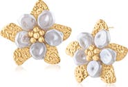 JARDIN Imitation Pearl Flower Button Earrings