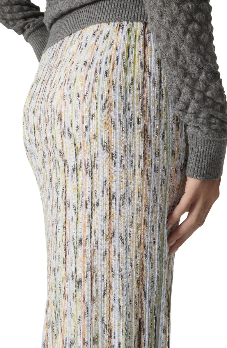 Missoni Flame Ribbed Viscose Long Skirt With Sequins, Alternate, color, Green& Brown