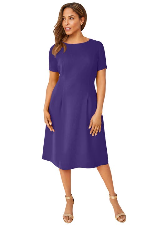 Jessica London Fit & Flare Dress In Purple