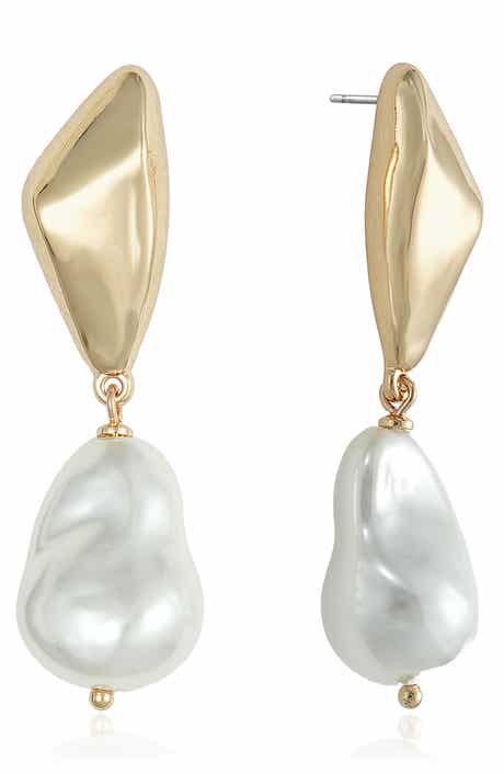 Geo Imitation Pearl Drop Earrings