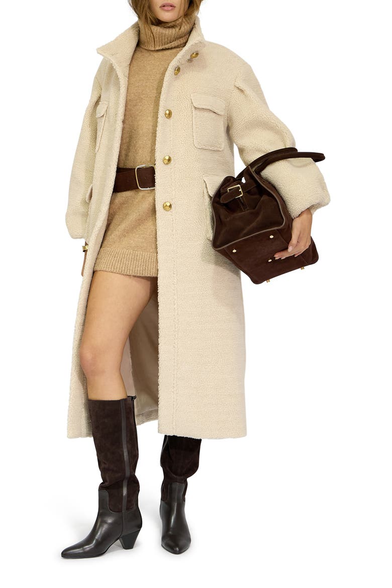 Cozy Nights Faux Shearling Coat, Alternate, color, BEIGE