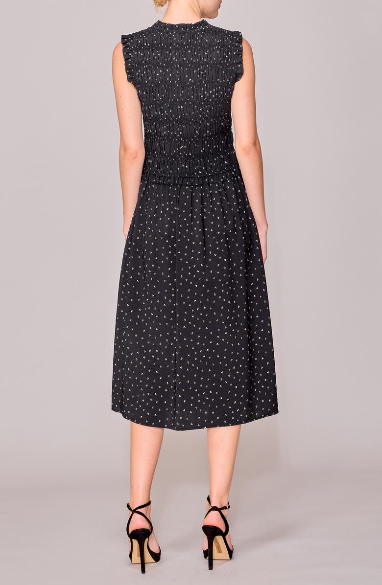 MELLODAY Shirred A-Line Dress, Alternate, color, Black Ditsy