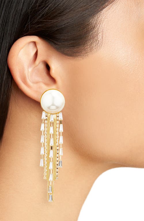 Tasha Faux Pearl & Crystal Fringe Drop Earrings