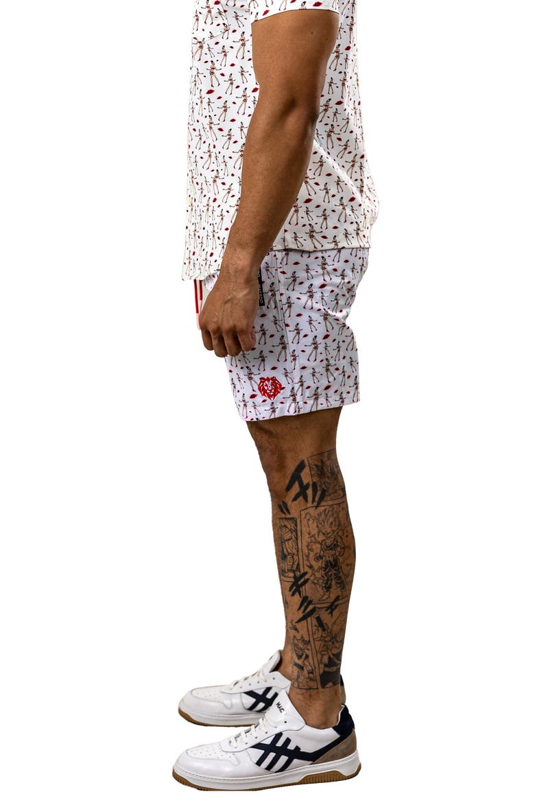 Swim Marthyr Print Swim Trunks, Alternate, color, WHITE