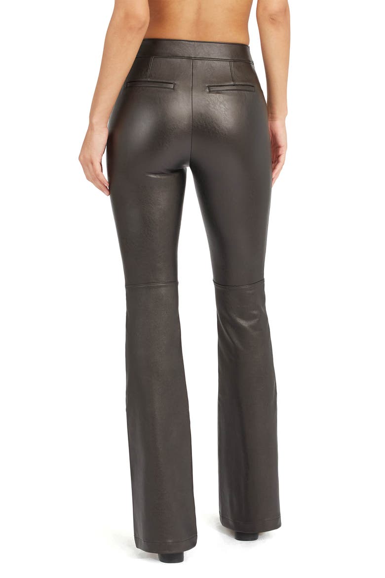 Faux Leather Flare Leg Pull-On Pants, Alternate, color, LUXE BLACK