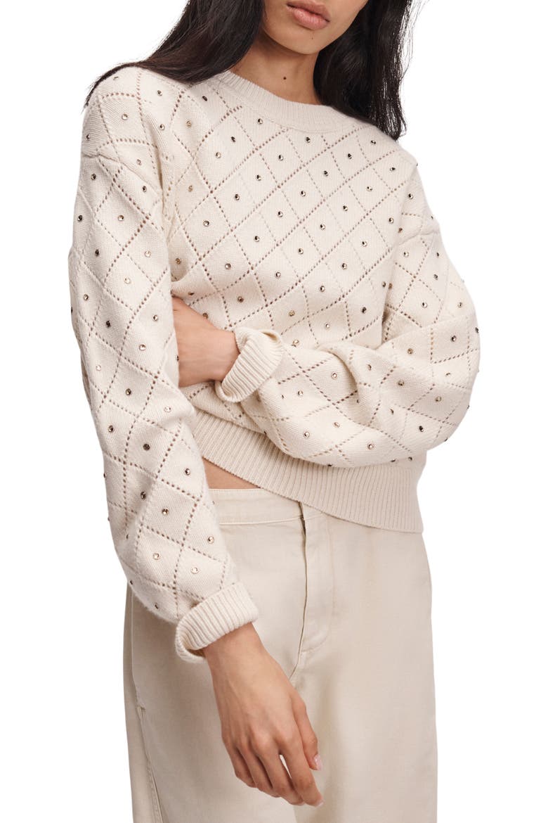 Emma Embellished Wool Sweater, Alternate, color, IVORY