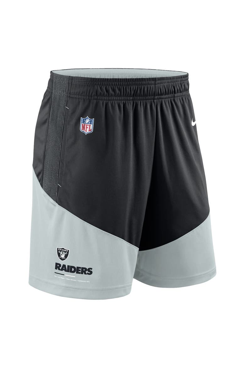 Men's Nike Black/Silver Las Vegas Raiders Sideline Primary Lockup Performance Shorts, Alternate, color, Black