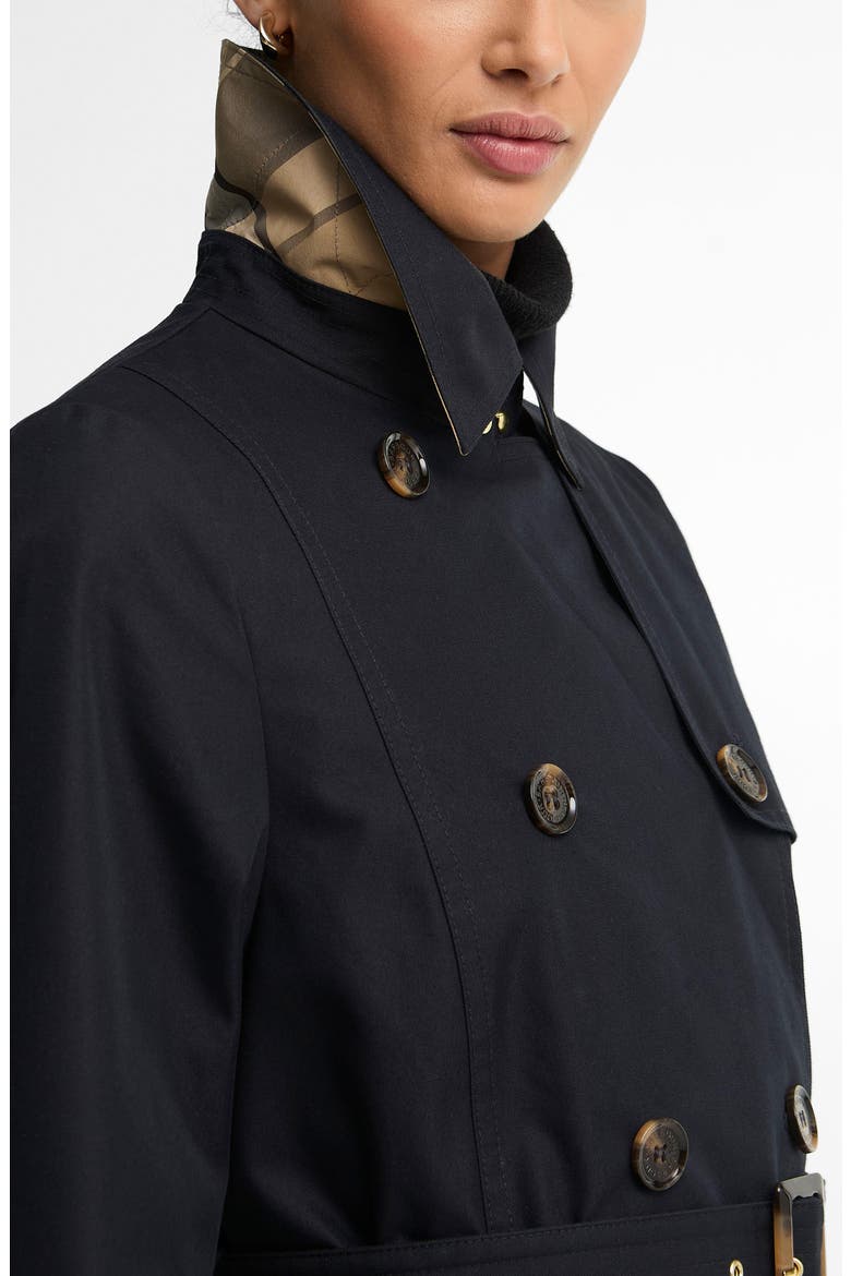 Great Belted Water Resistant Twill Trench Coat, Alternate, color, DK NAVY/ BIRCHWOOD DRESS