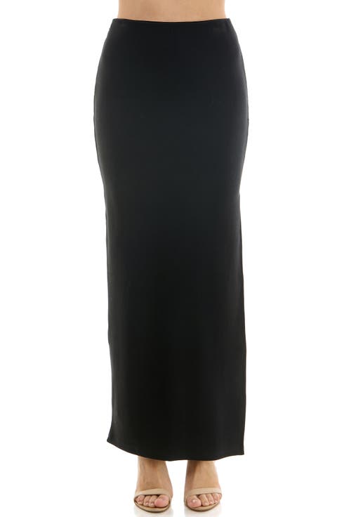 Side Slit Rib Knit Maxi Skirt