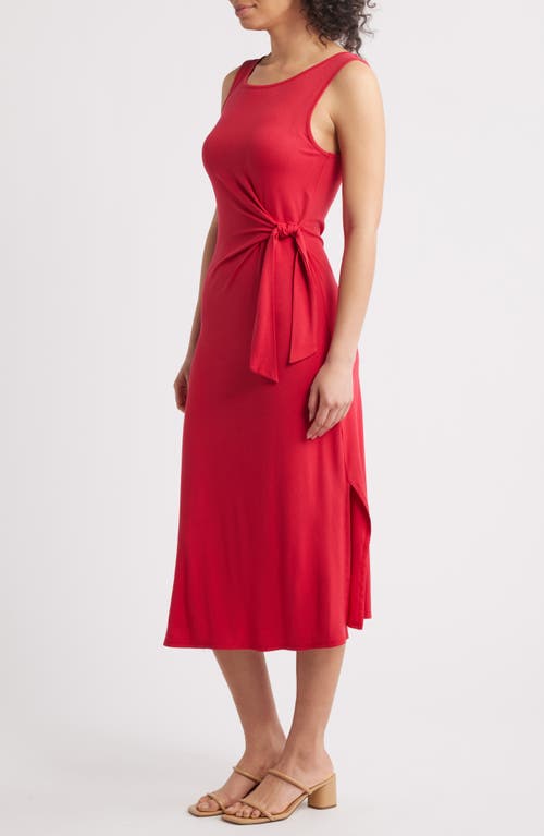 Loveappella Side Tie Sleeveless Midi Dress In Red