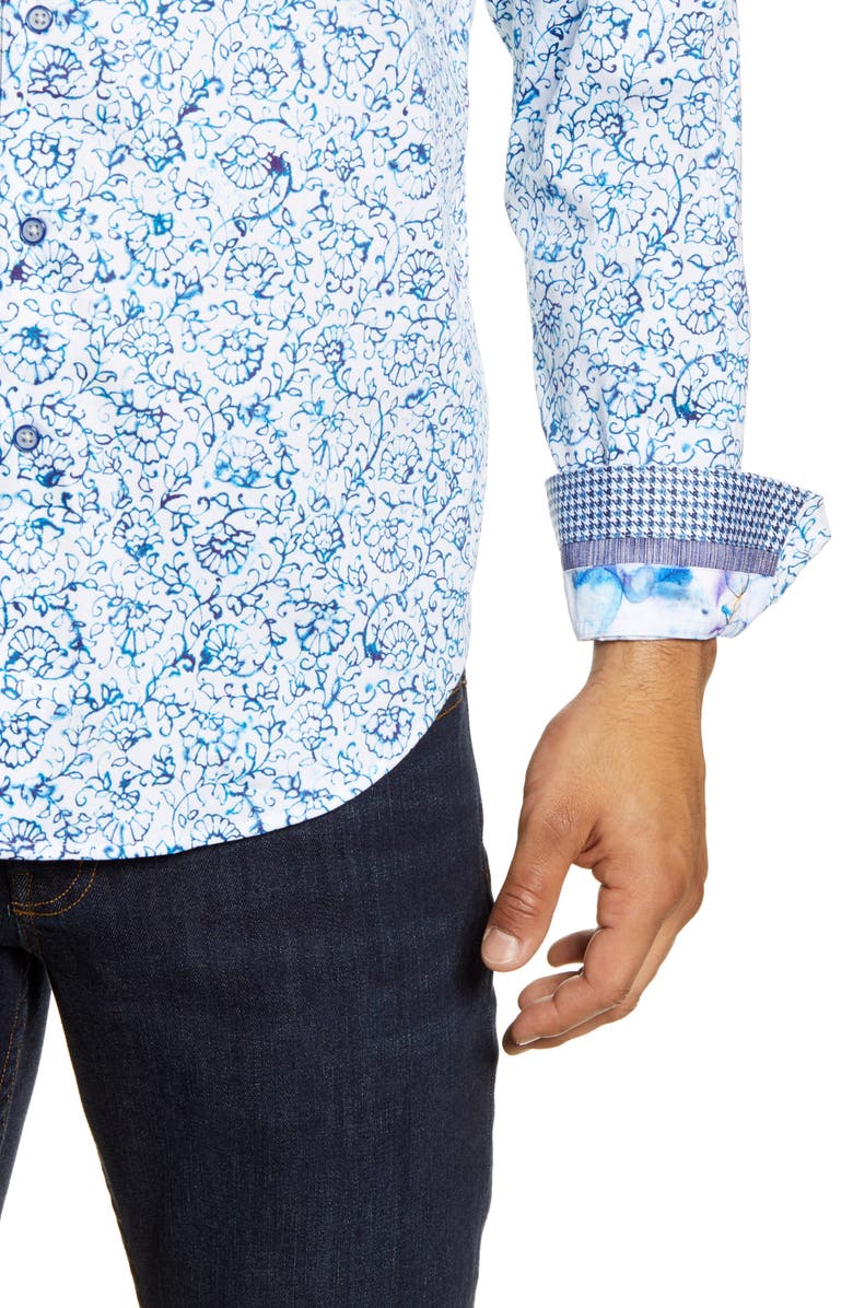 Robert Graham Garland Regular Fit Floral Button-Up Sport Shirt, Alternate, color,