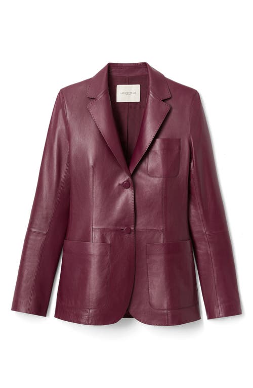Lafayette 148 Plus Size Nappa Leather Pocket Fitted Blazer In Purple