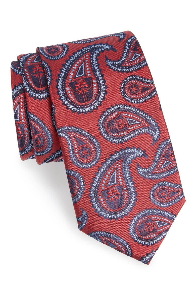 'Darth Vader' Paisley Silk Tie, Main, color, RED