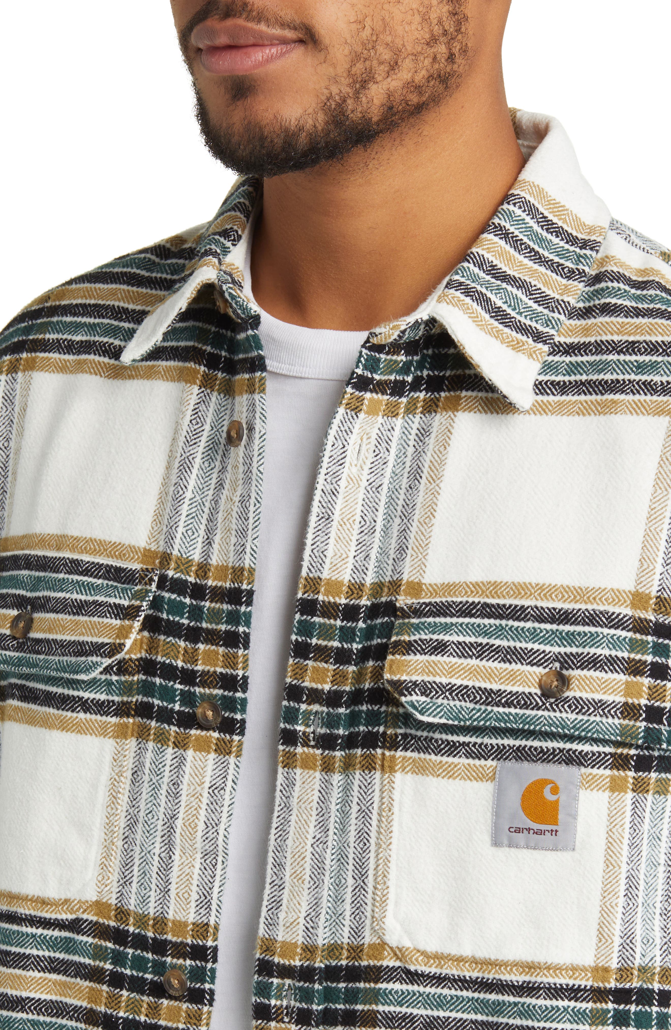 Carhartt Work In Progress Hawkins Plaid Cotton Herringbone Button-Up ...