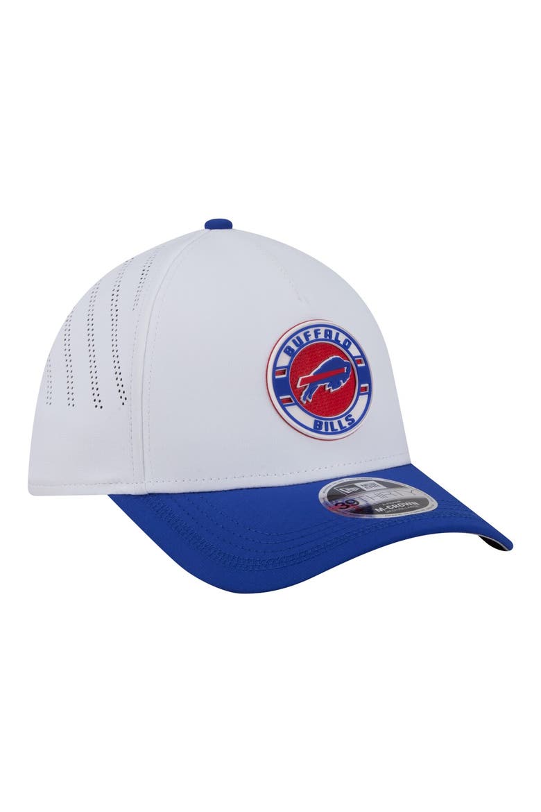 Men's New Era White/Royal Buffalo Bills Patch 39THIRTY A-Frame M-Crown Perforated Flex Hat, Alternate, color, White