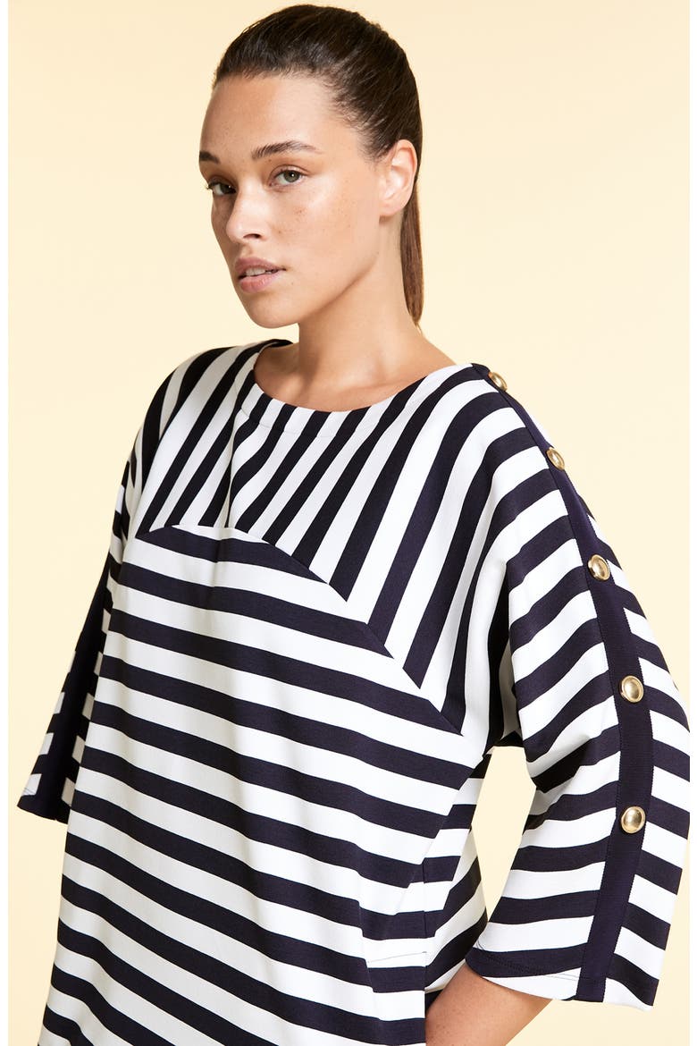 Occhiali Directional Stripe Jersey Shift Dress, Alternate, color, WHITE