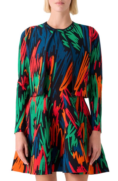 Oversize Scribble Jacquard Cardigan