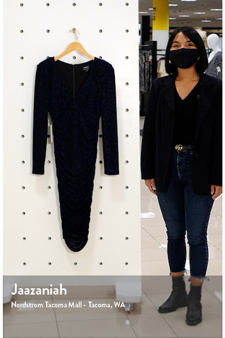 Long Sleeve Metallic Knit Sheath Dress video