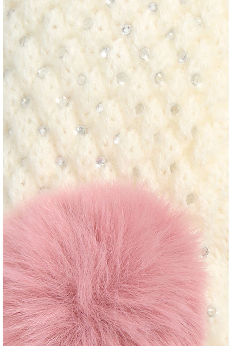 Knit Glitz Mittens, Alternate, color, WHITE/ DUSTY ROSE