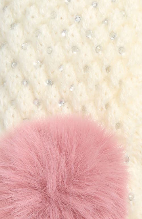 Surell Knit Glitz Mittens In Neutral