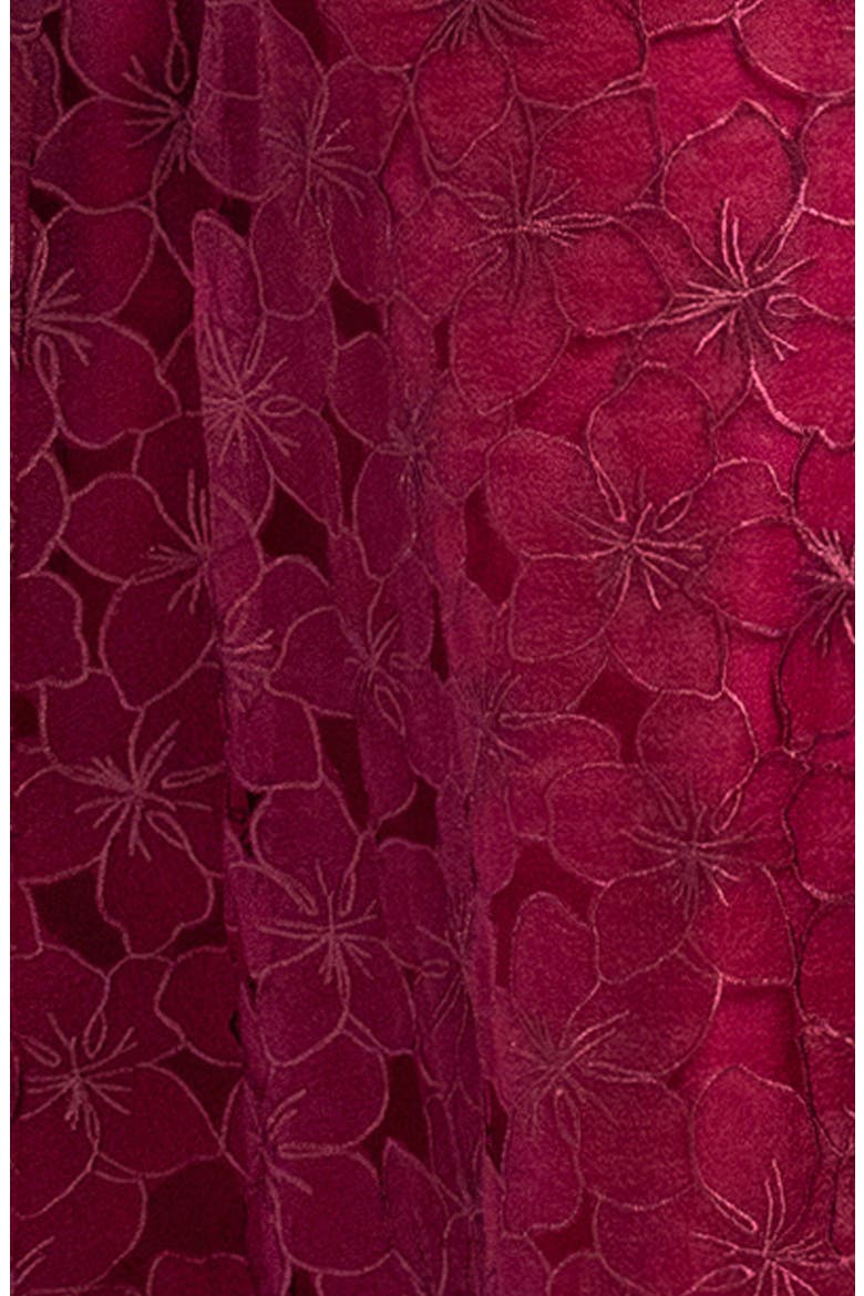 Embroidered Off the Shoulder Midi Gown, Alternate, color, WINE