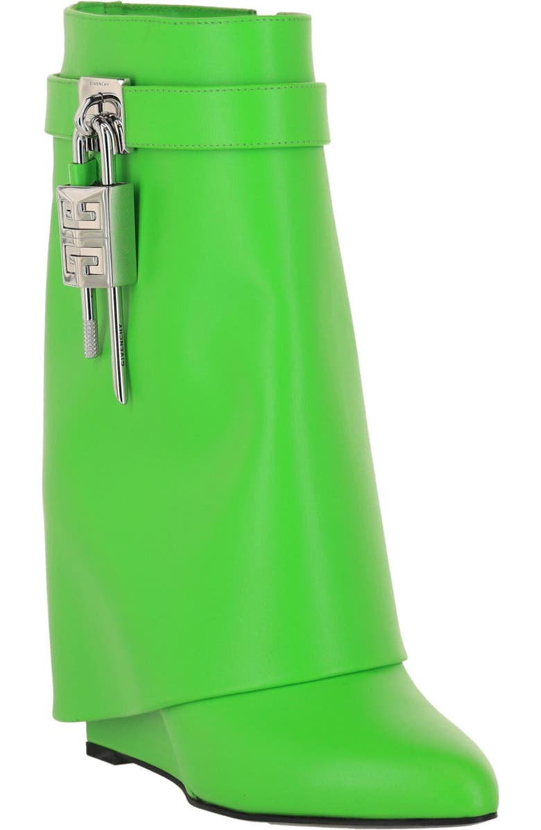 Givenchy Shark Lock Leather Wedge Boot, Main, color, Absynthe Green