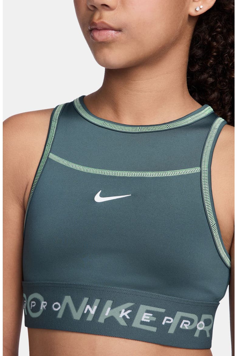 Kids' Pro Swoosh Sports Bra, Alternate, color, MINERAL SLATE/ LIQUID LIME