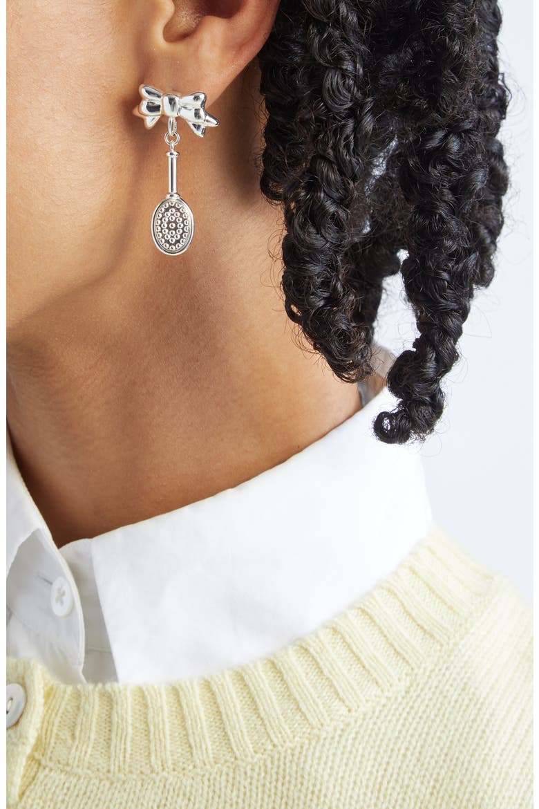 Hairbrush Bow Earrings, Alternate, color, SILVER