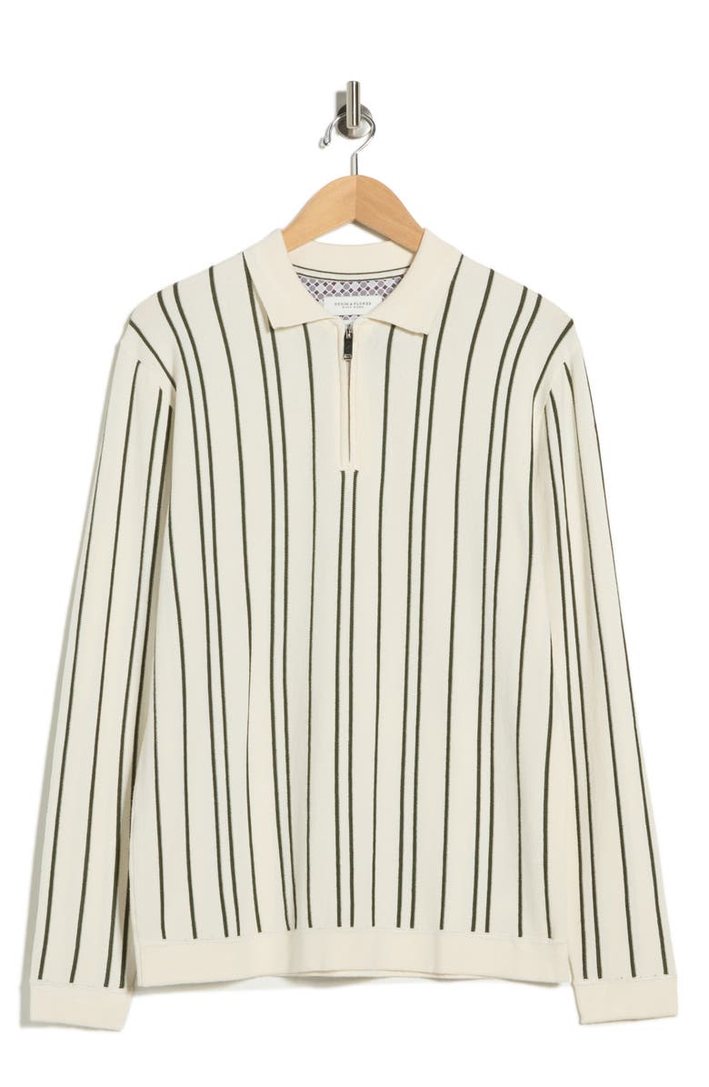 DENIM AND FLOWER Stripe Quarter Zip Sweatshirt, Alternate, color, Olive