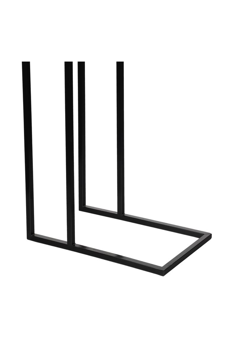 JONATHAN Y Caius 24.25" Designer Industrial Metal C-Shaped End Table and Side Couch Table with White Marble Top, Alternate, color, White/Black