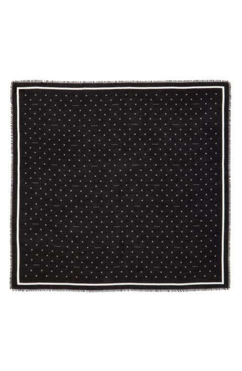 4G Logo Silk & Cashmere Fringe Scarf