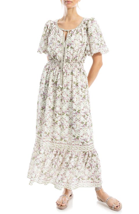 Bubble Sleeve Tiered Maxi Dress