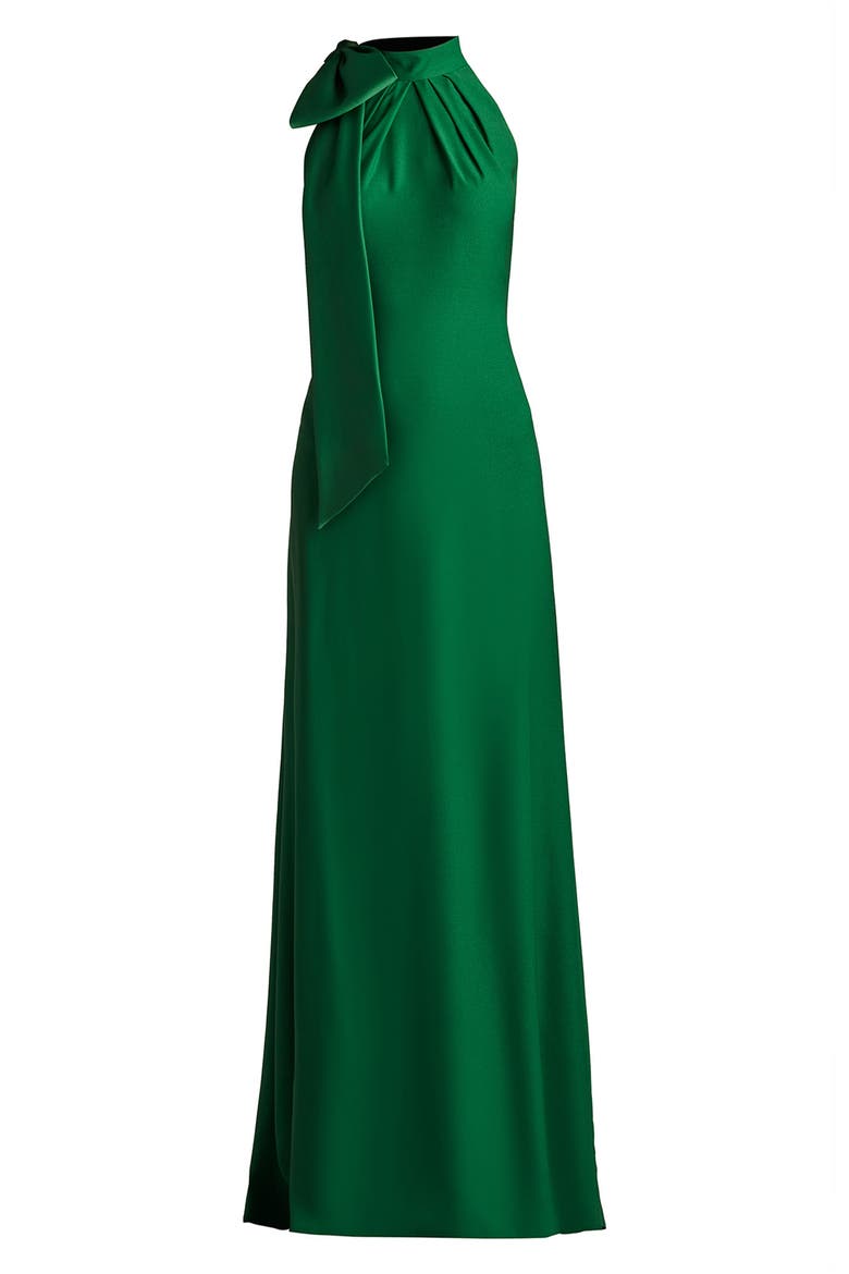 Bow Detail Sleeveless Gown, Alternate, color, BAMBOO
